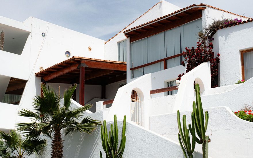 Modern villa street with paved driveways