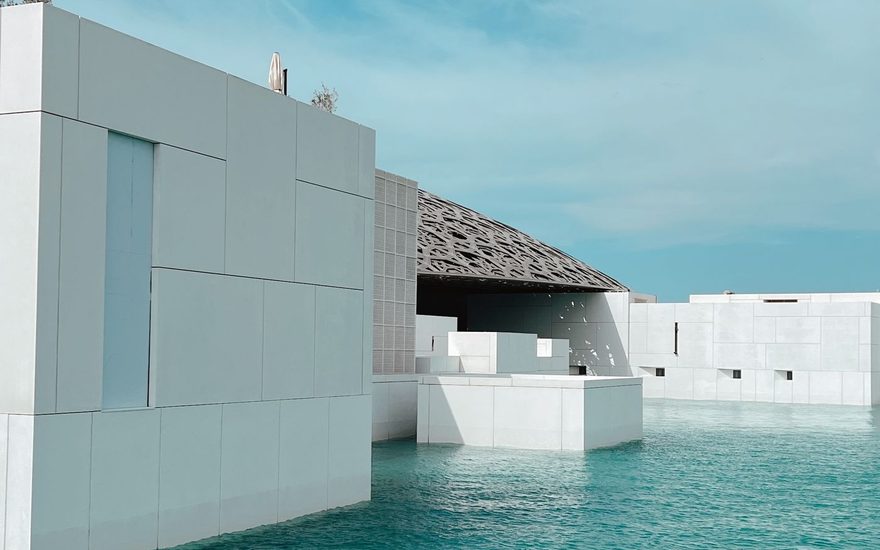 Louvre Abu Dhabi seen from the Saadiyat waterfront