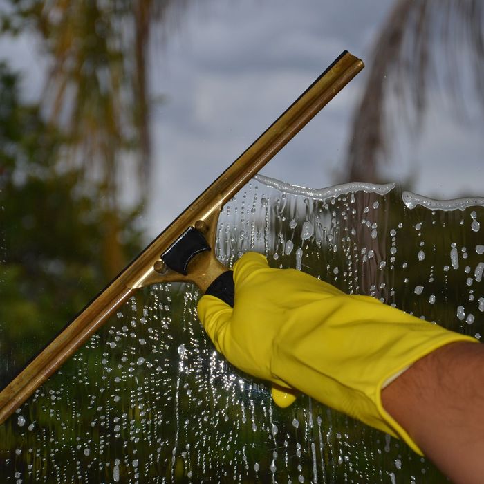 Squeegee on a soapy window